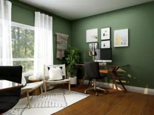 Home Office with Green Interior for Productivity - Santa Fe Painters